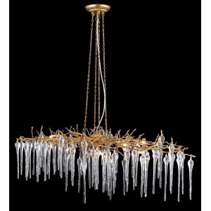 METAL and HAND MADE GLASS MATERIALS. MATT GOLD CHANDELIER 130 x 55 CM LOAD: 115 CM